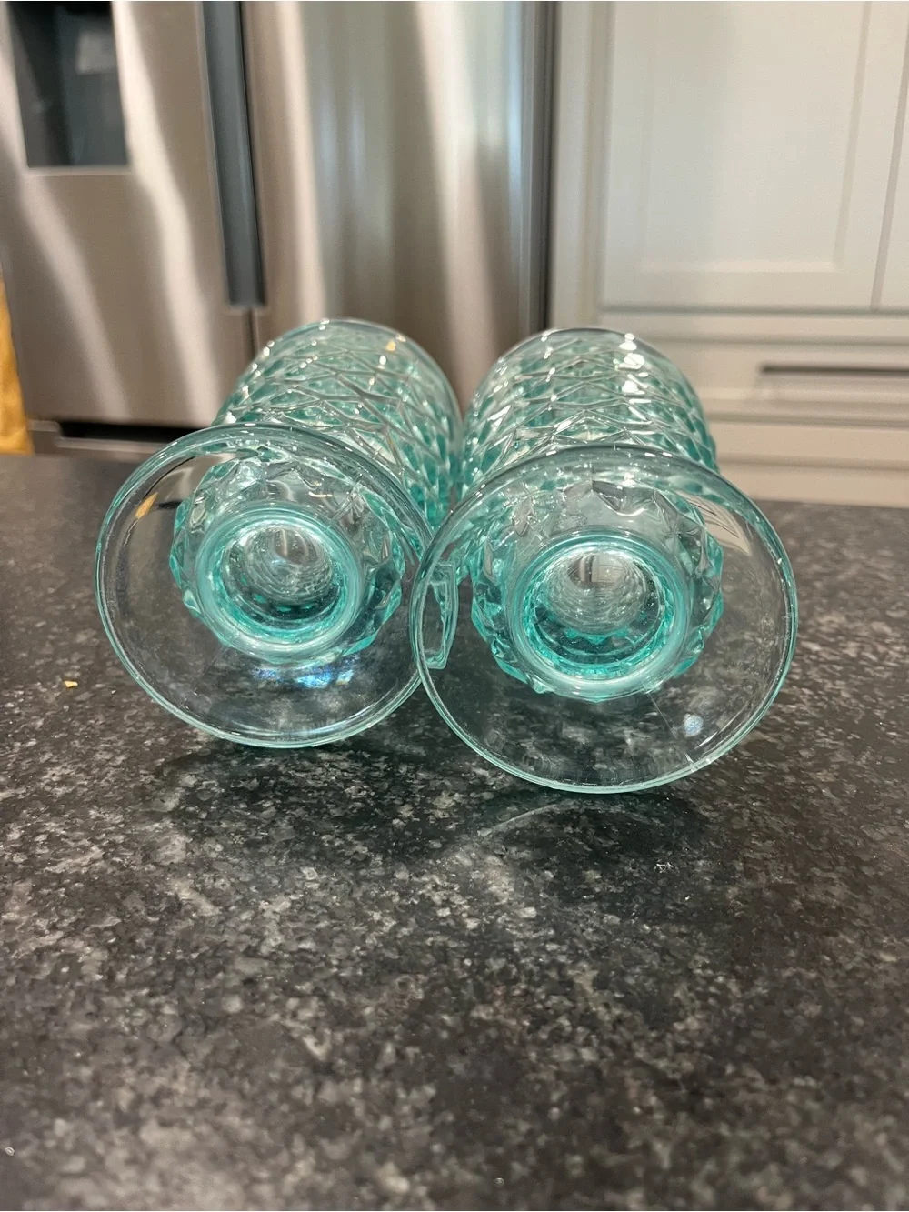 Set of 2 - Colony Whitehall Aqua Footed Tumblers 6 “ Iced Tea Glasses